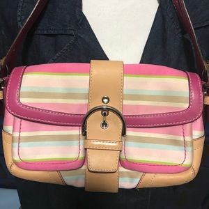 Coach Soho Twill Hobo Flap Small Shoulder Purse